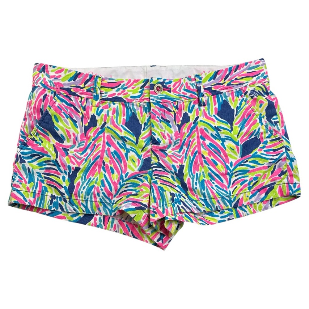 LILLY PULITZER WOMEN’S THE WALSH SHORT  INDIGO PALM READER TROPICAL PRINT SZ 14